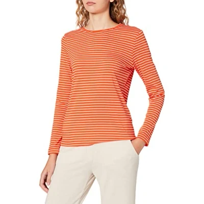 Abbildung von Gerry Weber Damen Geringelter Pullover Langarm gestreift Pumpkin/Ivory 46