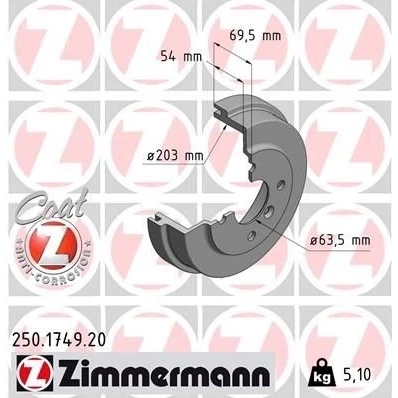 Abbildung von ZIMMERMANN 250.1749.20 Bremstrommel 244 FORD: FIESTA 7