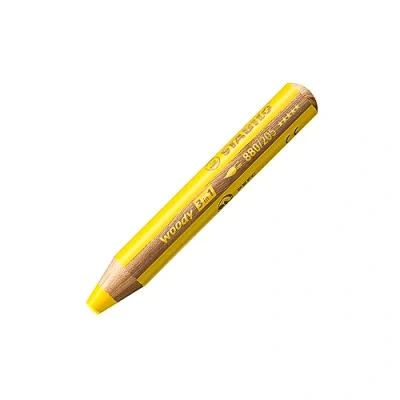 Abbildung von Buntstift, Wasserfarbe &amp; Wachsmalkreide STABILO woody 3 in 1 Einzelstift gelb