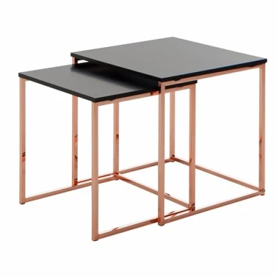 Abbildung von FINEBUY Satztisch SuVa13972_1 (Schwarz / Gold, Beistelltisch MDF Metall), Couchtisch Set aus zwei Tischen, Wohnzimmertisch