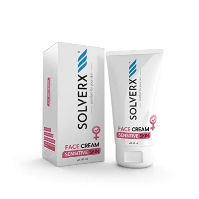 Abbildung von SOLVERX Sensitive Skin Gesichtscreme für Frauen Täglich Feuchtigkeitscreme mit Sheabutter, Hyaluronsäure und Lactobionsäure Vegan freundlich Tierversuchsfrei 50 ml