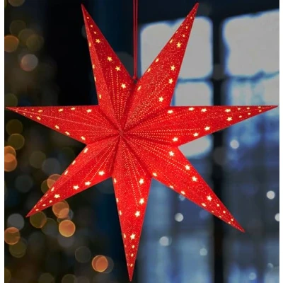 Abbildung von BRUBAKER Dekostern Weihnachtsstern zum Aufhängen mit E14 Fassung 60 cm Papierstern, 1 St., 3D Adventsstern 3,5 m Kabel Fenster Deko Leuchtstern Hängend