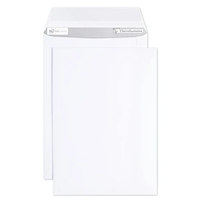 Abbildung von Clairefontaine 8044C Karton mit 250 Versandtaschen weiß B5 176x250mm, selbstklebend, 90g, 1