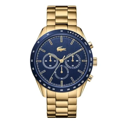 Abbildung von Lacoste Chronograph Quarzuhr der BOSTON Kollektion für Herren mit Leder oder Edelstahlarmband in Glieder Mesh Design