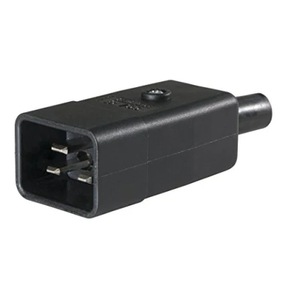 Abbildung von as Schwabe Kaltgerätestecker Typ C20 Gerätestecker für bis 70 C Thermoplast 2 polig Anschlussleitungen max. 3G1,5 230 V / 10 A Made in Germany schwarz, 62084