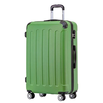 Abbildung von BEIBYE Hartschalen Koffer Trolley Rollkoffer Reisekoffer Sicherheit Zahlenschloß Zwillingsrolle ABS Material Handgepäck 4 Rollen (M L XL Set) (Olive, XL)