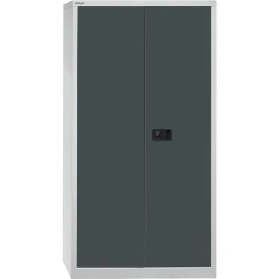 Abbildung von BISLEY Flügeltürenschrank Universal, 3 verzinkte Fachböden, 4 OH, Metall, 525 Korpus Lichtgrau, Fronten Anthrazitgrau, 40 x 91.4 180.6 cm