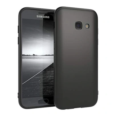 Abbildung von EAZY CASE Handyhülle Silikon mit Kameraschutz kompatibel Samsung Galaxy A3 (2017) in schwarz matt, Ultra dünn, Slimcover, Silikonhülle, Hülle, Softcase, Backcover