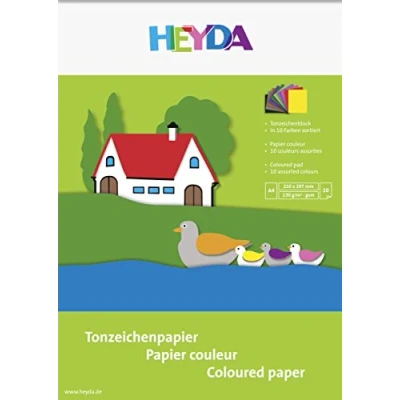 Abbildung von 10 x Heyda Tonzeichenblock A4 130g/qm 20 Blatt sortiert
