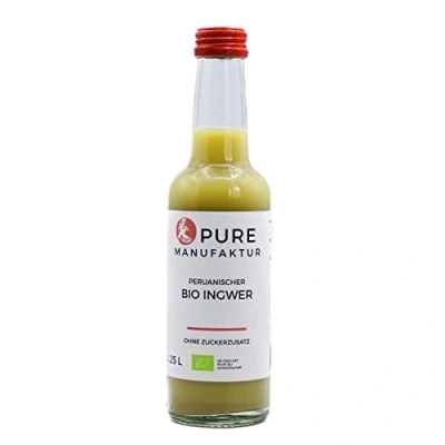 Abbildung von Pure Ginger hochwertiger peruanische Bio Ingwer ohne Zucker und künstliche Zusatzstoffe 100% (DE ÖKO 005), 250 ml