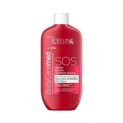 Abbildung von Eveline Cosmetics BodyCare Med+ Intensive Multi Regenerierende Körpermilch Feuchtigkeitsspendende und beruhigende Formel für sehr trockene Haut mit 5% Urea, bioHyaluron 4D Sheabutter 350 ml