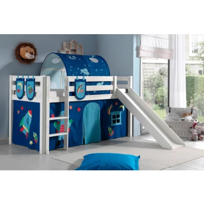 Abbildung von Vipack Hochbett &quot;Pino&quot;, (Made in Europe), Massivholz, Textil Design, wahlweise mit Rutsche und Bett Tunnel