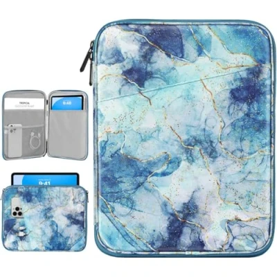 Abbildung von Dadanism 9 11 Zoll Tablet Sleeve Tasche Kompatibel mit iPad 10,2 2021 2019, Pro M4 2024 2018, Air 5/4 10,9, 11&quot; 2024, 10. Gen Galaxy Tab A9+/A8/S9 FE, Marmor Blau