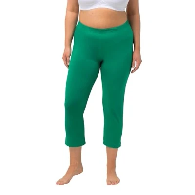 Abbildung von Ulla Popken RÖSSEN BIS Capri Klassische 7/8 IN UNI Enganliegende Leggings Hosen, Damen, Größe: 62/64, Emerald