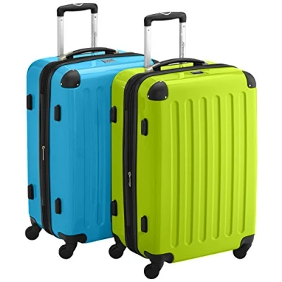 Abbildung von HAUPTSTADTKOFFER Alex Kofferset 2 x mittelgroßer Koffer Hartschalentrolley mit Erweiterung und TSA Schloss, 55 cm, 42 Liter, Apfelgrün Cyanblau