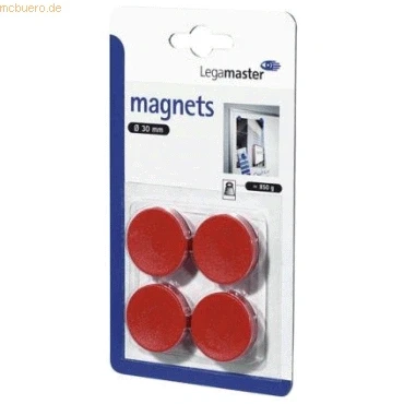 Abbildung von Legamaster 7 181202 4 Haftmagnete C und Blister 30 mm, Circa 850 g, rot