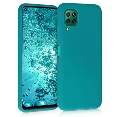 Abbildung von kwmobile Hülle kompatibel mit Huawei P40 Lite weiches TPU Silikon Case Cover geeignet für kabelloses Laden Petrol matt