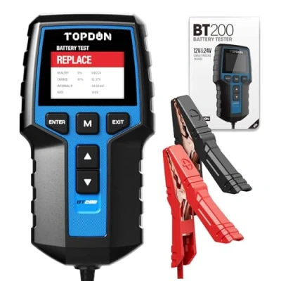 Abbildung von Autobatterie tester TOPDON BT200, 12V 24V batterietester kfz 100 2000 CCA, batterie auto Lade Anlasser System Autoatterie analysator für LKW Schiff SUV Boot