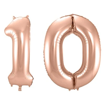 Abbildung von Folat 800006 Folienballon Zahl 10 rosegold ca. 86 cm hoch