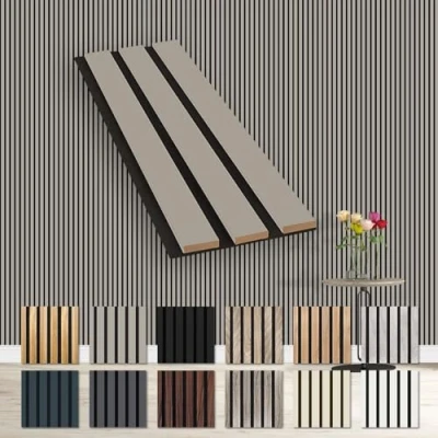 Abbildung von Hexim Wanddekoobjekt Sandgrey (Akustikpaneele Musterstück flexible Lamellenwand Holz MDF Wandpaneele Lamellenverkleidung Wandverkleidung Innendekoration schalldämmend (Sandgrey AP02 / APH02 Musterstück)
