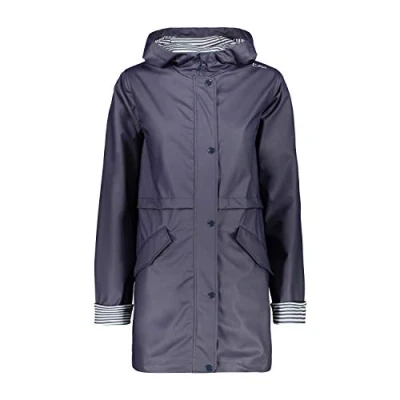 Abbildung von CMP Damen Regenjacke mit fester Kapuze, Schwarz Blau, D34