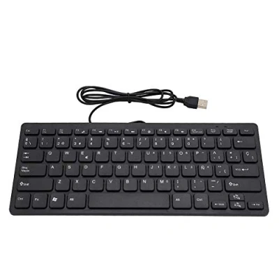 Abbildung von USB Tastatur, ultradünne 78 Tasten Kabel tragbare spanische Tastatur Schnittstelle für Desktop Computer