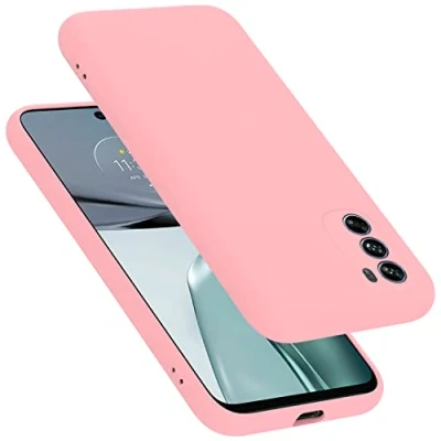 Abbildung von Cadorabo Hülle kompatibel mit Motorola Moto G62 5G Silikon Handyhülle für Case aus flüssigem stoßfeste dünne TPU Schutzhülle Liquid PINK