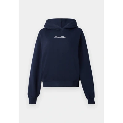 Abbildung von Tommy Hilfiger Damen Classic Script Fleece Hoodie Ww0Ww47459 Kapuzenpullover, Blue (Dark Night Navy), XS
