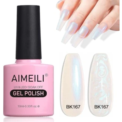 Abbildung von AIMEILI Gel Nagellack Pearl Effekt, Transparent Shimmer Glänzend Glitzer UV LED Soak Off Polish (167) 10ml