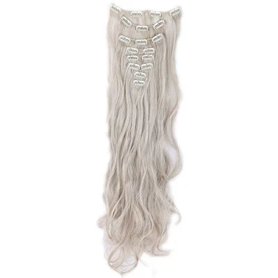 Abbildung von SEGO Clip in Extensions Haarverlängerung Haarteil 8 Tressen wie Echthaar gewellt Aschblond Mix Silbergrau 24&quot;(61cm)
