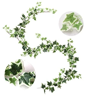 Abbildung von Veryhome Künstliche Ivy Silk Gefälschte Rebe Wandbehang Party Dekoration Hochzeit Garland Grün Blätter Garten Heimwerk Pflanzen (Grün weiß)