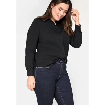 Abbildung von Sheego Hemdbluse, Damen, Größe: 46, Black