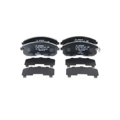 Abbildung von BOSCH 0 986 494 443 Bremsbelagsatz Low Metallic mit akustischer Verschleißwarnung Anti Quietsch Blech NISSAN: Cube