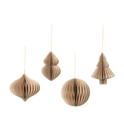 Abbildung von Broste Copenhagen CHRISTMAS MIX Papierhänger natural brown Set4