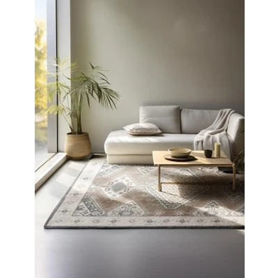 Abbildung von Hanse Home Design Orientalischer Teppich Orient Wohnzimmerteppich Klassisch Orientalisch dicht gewebt mit Bordüre Weicher Kurzflor für Schlafzimmer, Esszimmer, Wohnzimmer Braun Creme, 80x120cm