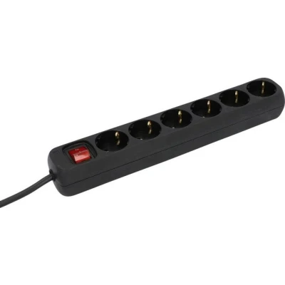 Abbildung von UNITEC Tischsteckdose mit Stecker Schalter, 6 Fach, 1.4 m, H05VV F 3G1.5 mm², schwarz