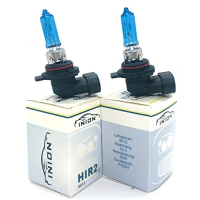 Abbildung von INION 2x Stück HIR2 9012 55W 12V Halogen Lampen Blue Vision Optik Faltschachtel (HIR2 Blau)