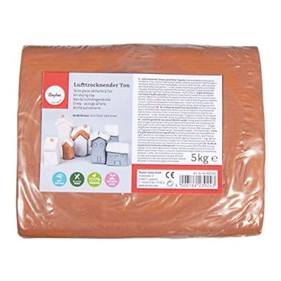 Abbildung von Rayher Lufttrocknender Ton, dunkelbraun, 5 kg, Modelliermasse, lufthärtend, weich, geschmeidig, ohne brennen, 34468552, 5000 g