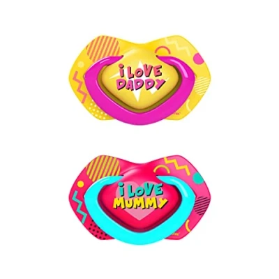 Abbildung von Canpol babies Silikon Schnuller, 2 Stück (0 6 m, Neon Love Girl)