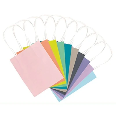 Abbildung von folia 21219/10 Papiertüten aus Kraftpapier, Geschenktüten, 10 Stück, ca. 12 x 5,5 15 cm, farbig sortiert zum Basteln, Verzieren und Verschenken