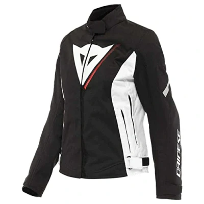 Abbildung von Dainese Veloce Lady D Dry Jacket, Motorradjacke Ganzjährig Wasserdicht mit Abnehmbarer Thermoschicht, Damen, Schwarz/Weiß/Lava Rot, 40