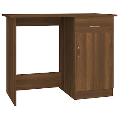 Abbildung von vidaXL Schreibtisch, Computertisch mit viel Stauraum, Bürotisch für Schlafzimmer Wohnzimmer Büro, PC Tisch Laptoptisch, Braun Eichen Optik Holzwerkstoff