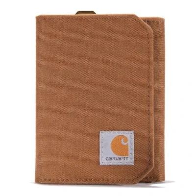 Abbildung von Carhartt Herren Trifold, Durable Wallets for Men, Available in Leather and Canvas Styles Geldbörse, Nylonente Brown, Einheitsgröße