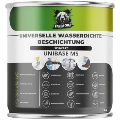 Abbildung von PandaCoat Wasserdichte Dichtmasse Flüssigkunststoff Abdichtung Schwarz Dachrinne abdichten Flachdachabdichtung Beton, Metall, Holz Dichtschlämme Dachabdichtung flüssig (1 kg)