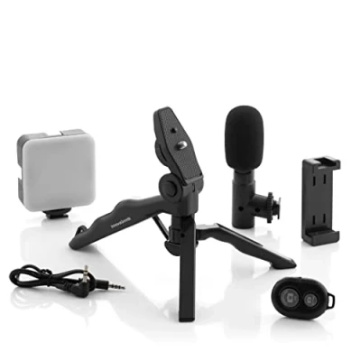 Abbildung von InnovaGoods® Vlogging Kit mit Licht, Mikrofon und Fernbedienung Plodni (6 Teile). Professionelle Videoaufnahmen LED Fernbedienung. Ideal für Vlogger Content Ersteller.