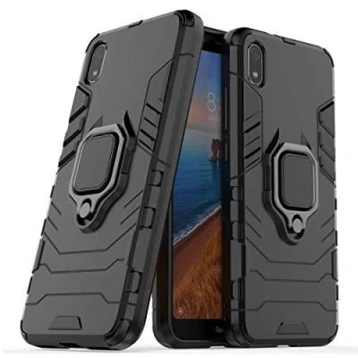Abbildung von Kompatibel mit Redmi 7A Hülle, Ring Ständer Magnetischer Handyhalter Auto Caseme Schutzhülle Case für Xiaomi (Schwarz)