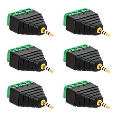 Abbildung von 6X Klinken Stecker 2,5 mm Adapter &gt; Terminal Block 4 Pin Schraub Klemmen Vergoldet