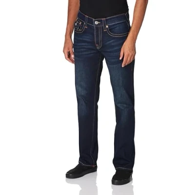 Abbildung von True Religion Herren Ricky Straight Leg Jeans, Dark Wash Muddy Waters, 34W / 32L