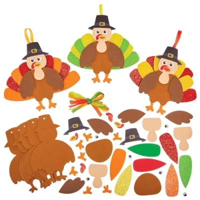 Abbildung von Baker Ross FN019 Thanksgiving Truthahn Mix &amp; Match Dekorationssets 8er Pack, Dekorations Bastelsets für Kinder