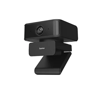Abbildung von Hama Externe Kamera für Laptop Gesichtsverfolgung (Webcam mit Mikrofon PC Full HD Webcam TV Autofokus, PS5 Macbook 360 Grad schwenken Zoom, 1/4 Zoll Gewinde Stative)